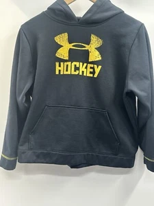 Under Armour Boys Hoodie Black And Yellow Hockey Sweatshirt XL - Picture 1 of 5