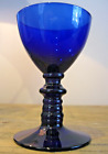 Vintage Bristol Blue Cobalt Blue Double Knop & Ribbed Stem Rummer Type Glass-VGC
