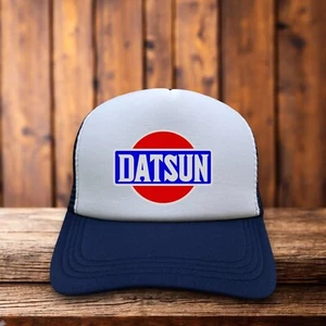 Datsun Mens Trucker Hat Blue Snapback Car Vintage Logo Retro Baseball Cap - Picture 1 of 6