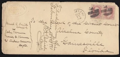 US 186 6c Lincoln Pair on Attorney's Cover from Cleveland, OH to Gainesville, FL - Image 1 of 2