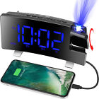 7.7" Projection Alarm Clock 180° Rotatable Projector Dual Alarms Snooze Fm Radio
