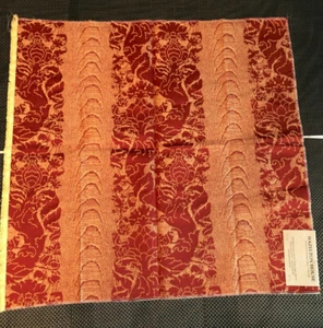 HAZELTON HOUSE Edward Damask Red 26 1/2 x 28" Jacquard Weave Fabric Sample - Picture 1 of 5