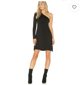 Abito LA Made XS nero una manica orlo asimmetrico maglia una spalla - Foto 1 di 6
