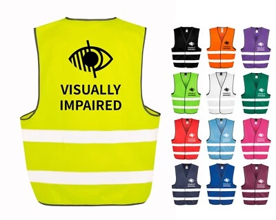 STITCHU Visually Impaired Hi-Vis Waistcoat Reflective Safety Vest Blind Sight Disability