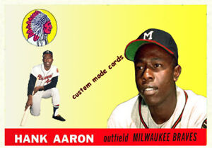 Custom made 1955 Topps-style  Milwaukee Braves Hank Aaron Baseball card