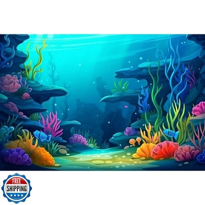Фон аквариума под море мультфильм подводная сцена коралловый риф террари - Изображение 1 из 4