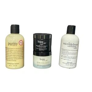 Philosophy Bundle. Hope in a jar + night,Purity cleanser,exfoliating wash,hope - Picture 1 of 3