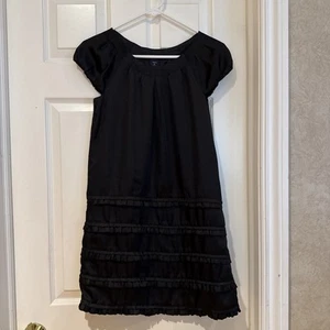 Gap Girls Size 12 Xl Satin Short Sleeve Party Dress Pleated Ruffle Tiered Formal - Picture 1 of 12