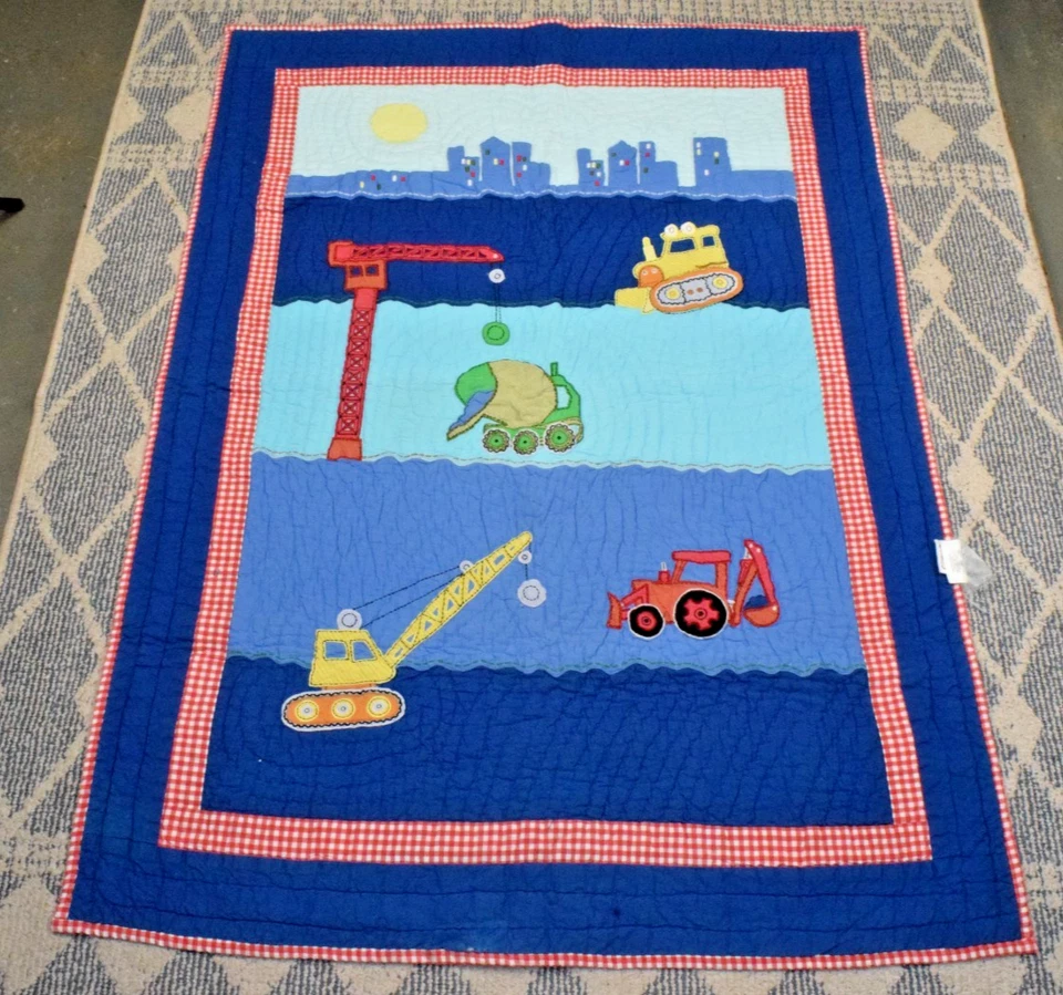 Manta de cuna vintage para niños pequeños pecas años 90 equipo de construcción edredón 49,5X35 pulgadas Foto 1 de 4