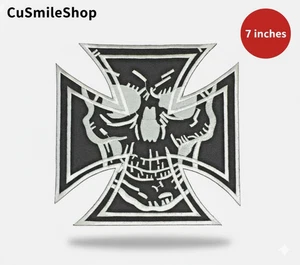 Calavera Maltés Hierro Cruz Bordado Parche Calcomanía Emblema Grande 7 Pulgadas Apliques - Imagen 1 de 4