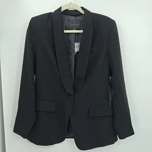 Tahari Blazer Größe M schwarz ein Knopf gefüttert mit Taschen - Bild 1 von 9