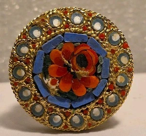 Vintage 1950's Micro Mosaic Italian Glass Millefiori Floral Pin Summer Brooch  - Picture 1 of 6