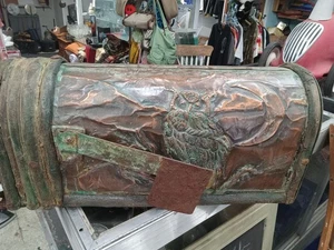 FARMHOUSE Mailbox Vintage copper covered owl and Cresent moon Metal Mail Box - Picture 1 of 6