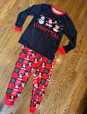 Pijama de Navidad a Cuadros Rojo y Negro para Hombres Muñeco de Nieve Santa Rudolph Talla S Nuevo Foto 1 de 4