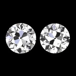 3.12ct OLD EUROPEAN CUT LAB CREATED DIAMOND STUD EARRINGS CERTIFIED E VS PAIR - Picture 1 of 3