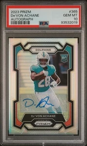 DE'VON ACHANE 2023 PANINI PRIZM AUTO #365 GEM MINT ROOKIE PSA 10 - Picture 1 of 2