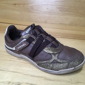 Zapatos Deportivos Diesel Para Mujer 7.5 Cuero Marrón Brillo Sin Cordones - Imagen 1 de 20