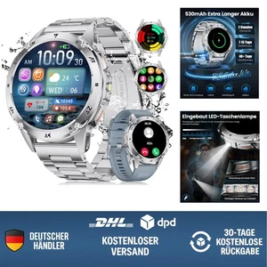 Militär Smartwatch Herren mit LED Licht 1,43" AMOLED Fitnessuhr Sportuhren - Bild 1 von 12
