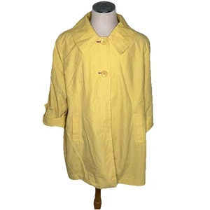 Larry Levine Yellow Unbelted Lined Coat Women's 3X Button & Snap Pockets New - Picture 1 of 9