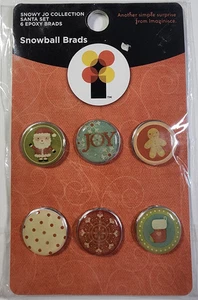 Snowball Brads Santa Set Gingerbread Man Stocking Joy Snowflakes Imaginisce 2008 - Picture 1 of 2