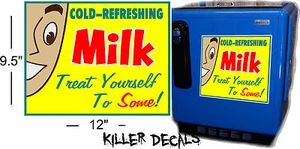 12" YELLOW MILK AND FACE DECAL COOLERS SODA POP MACHINE - Picture 1 of 1