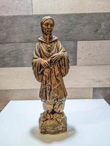 VINTAGE 20th Century Tibetan Buddhist Monk Priest Statue 15" - Chalkware - Picture 1 of 6