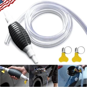 Car Gasoline Siphon Pipe Hose Hand Water Oil Liquid Petrol Fuel Transfer Pump - Picture 1 of 10