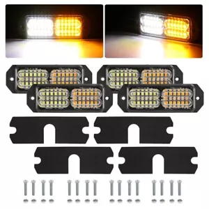 4x 24LED Amber/White Recovery Strobe Flashing Grille Light Car Truck Beacon Lamp - Picture 1 of 12