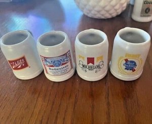 Budweiser Schlitz, Michelob, Pabst Bier Keramik Griff Schnapsglas 4er Set - Bild 1 von 5