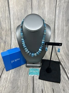 Jay King Mine Finds Neon Blue Apatite Necklace and Earring Set NIB - Picture 1 of 12