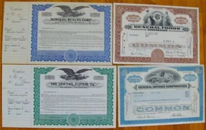 12 different cancelled stock certificates, some with attached documents (7G) - Picture 1 of 6
