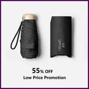 55% Off Mini Sun Umbrella Small Pocket Rain Umbrella Vinyl Folding UV Protection - Picture 1 of 35