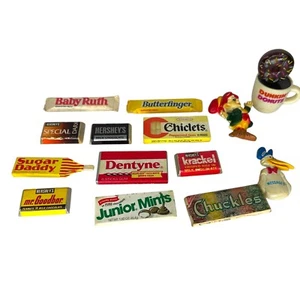 Vintage Candy Magnets 1970s Fridge Hershey Chocolates Keebler Elf Sugar Daddy - Picture 1 of 6