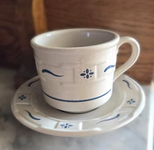 Juego de tazas y platillos Longaberger Woven Traditions azul Heritage - Imagen 1 de 3