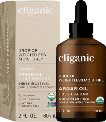 3 Bottles Cliganic Organic Argan Oil, 100% Pure - for Hair, Face & 2 Fl Oz NEW - Image 1 of 4