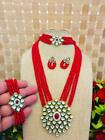 Indian Bollywood Necklace Ethnic Gold Tone Pearl Kundan Bridal Jewelry Set