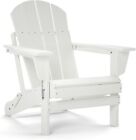 Folding Adirondack Chair For All-weather Patio Bbq Outdoor Garden (white)