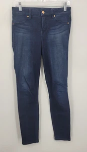 Pantalones de mezclilla retro Level 99 para mujer 29 lavado oscuro ajustados elásticos azules Y2K - Imagen 1 de 8