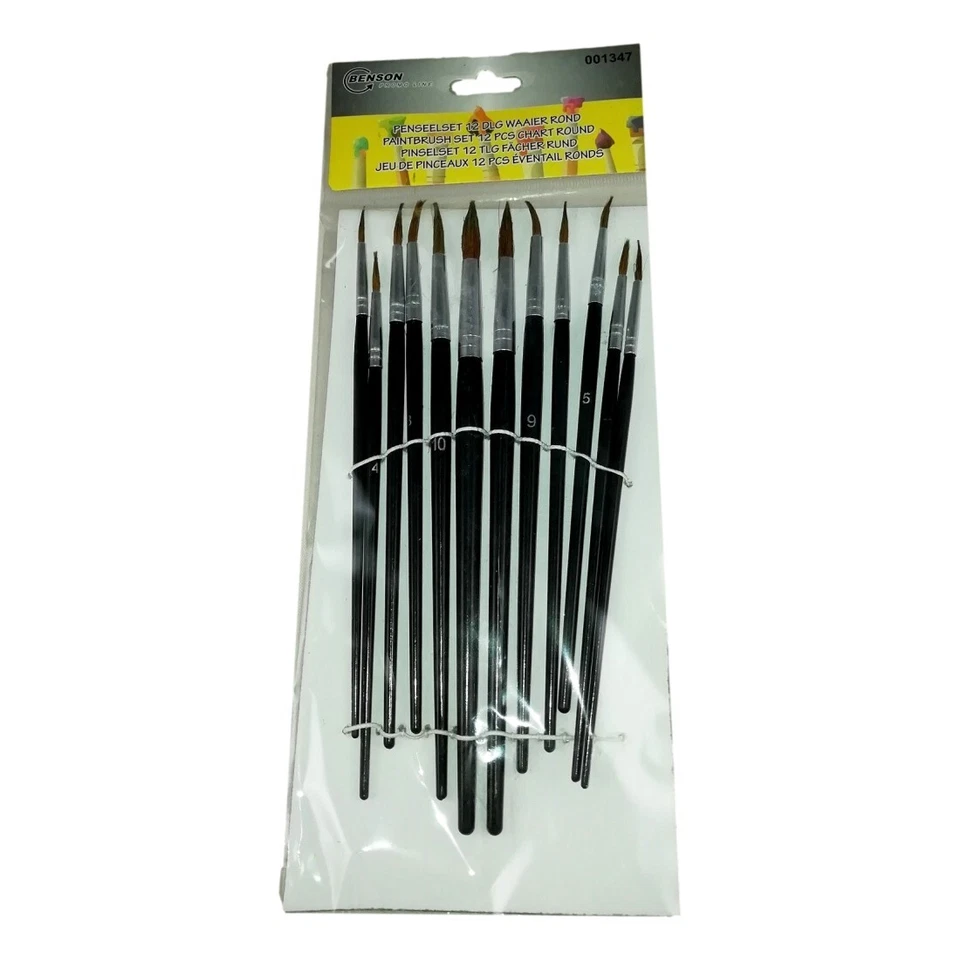 12 Pinceaux de Peinture Fins Aquarelle Acrylique Artiste Dessin Enfant - Photo 1/1