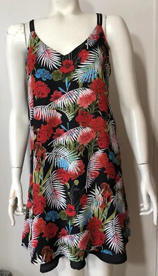 Love Riche Womens Medium Sleeveless Sundress Floral Ferns Strappy Relaxed Vneck - Image 1 of 4