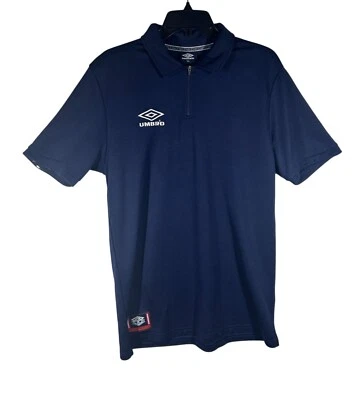 Umbro Polo Shirt Men's Size XL Navy Blue With Zip Collar Short Sleeve - Image 1 of 4
