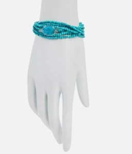 Jay King Gemstone Sterling Silver 7-Row Layered Magnetic Turquoise Bracelet M/L - Picture 1 of 2