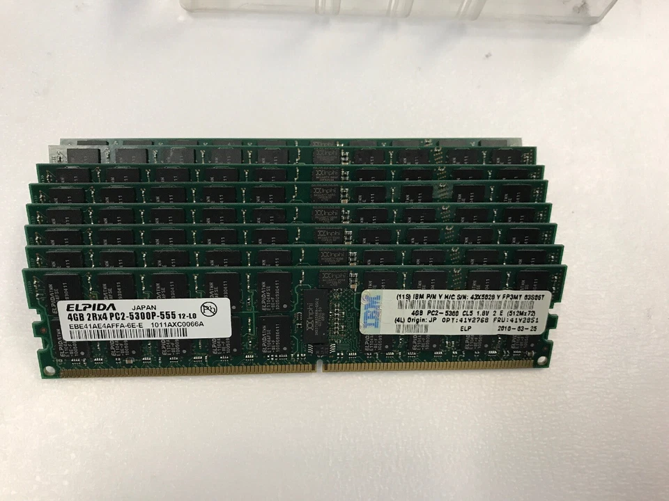 LOT OF 8  4GB ELPIDA EBE41AE4AFFA-6E-E PC2 5300P CL51.8V RAM (for servers only) - Image 1 of 1