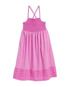 Splendid Girls' Cotton Smocked Eyelet A-Line Dress Sherbert Size 10 - Picture 1 of 1