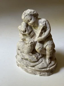 Vintage French Chalkware Plaster Infant St. John the Baptist with Lamb Religious - Picture 1 of 15