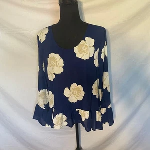 A.N.A Bluse Blumen Schlagärmel blau Größe M - Bild 1 von 8