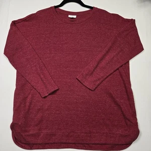 J. Jill Damen Gr. L Rot Langarm Tunika Baumwolle Pullover Fronttasche - Bild 1 von 6
