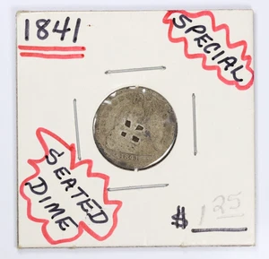 1841 Seated Liberty Dime 10C Counter Stamped - Picture 1 of 4