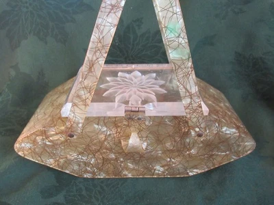 Vintage LUCITE Purse Gold strands - Image 1 of 4