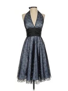 Abito da cocktail formale donna Adrianna Papell Boutique blu con bretelle trasparente 12 - Foto 1 di 11